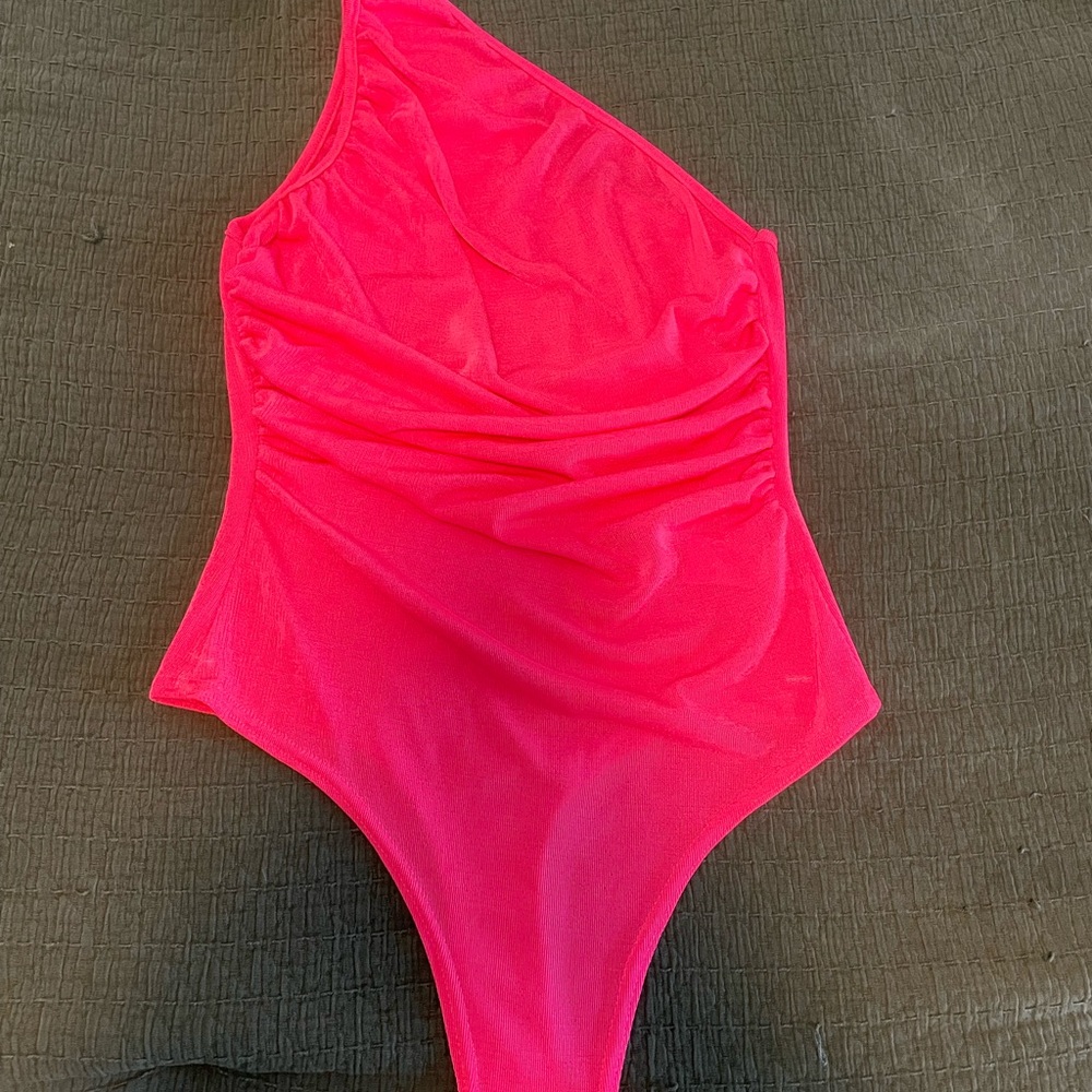 Boohoo Pink Ruffle Bodysuit